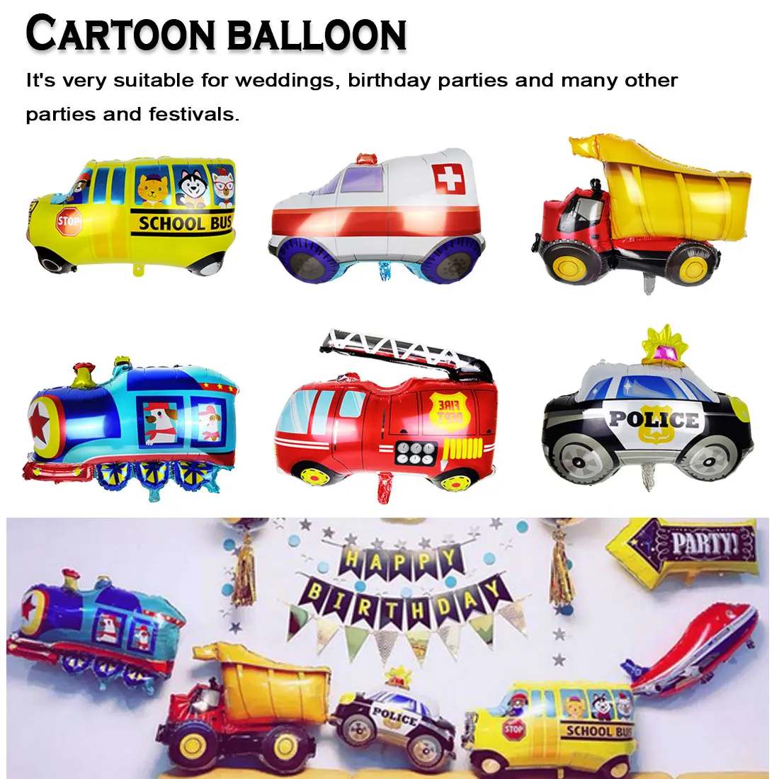 DIY Aluminum Foil Cartoon Car Balloons Fire Truck Car Train Ambulance Globos Children Gifts Birthday Party Decorations Kids Ball
DIY Aluminum Foil Cartoon Car Balloons Fire Truck Car Train Ambulance Globos Children Gifts Birthday Party Decorations Kids Ball