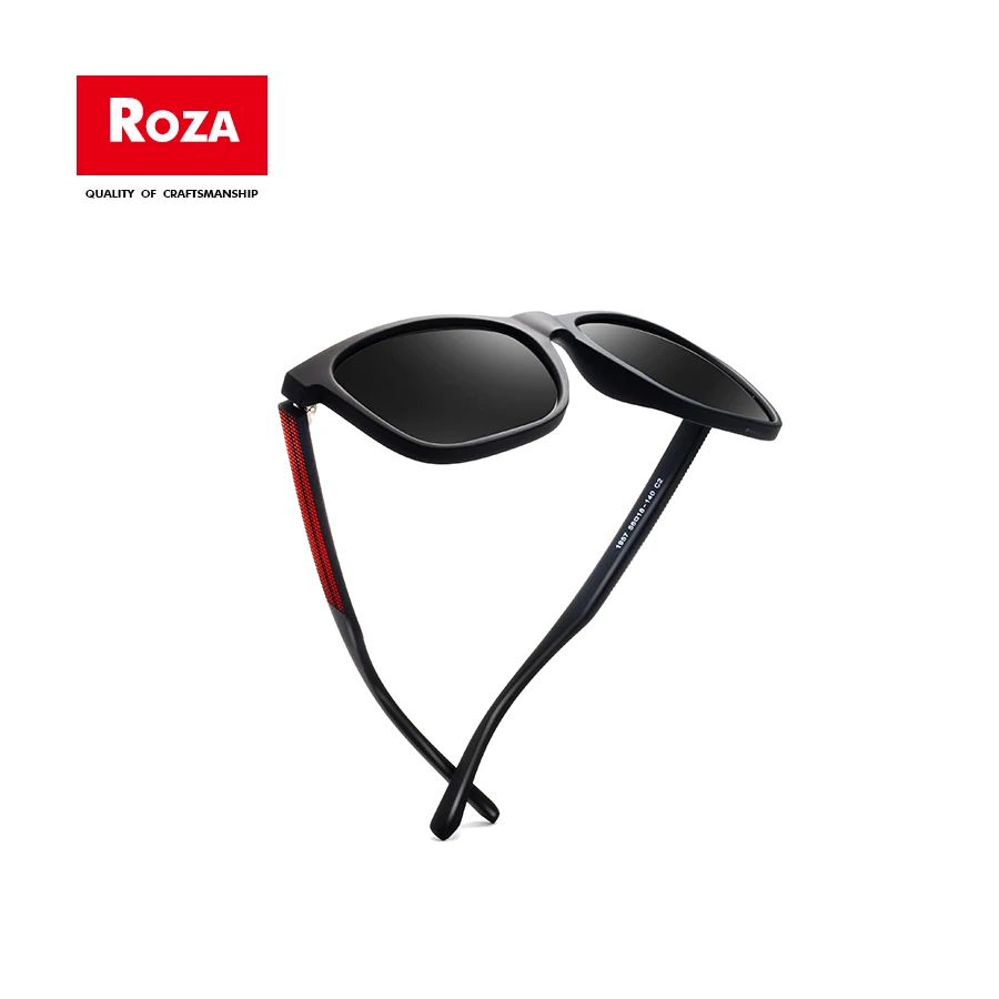 

Roza Polarized Sunglasses Unisex TR90 Classic Square High Quality Glasses For Men/Women Red Line Series Gafas De SolUV400 RZ0616