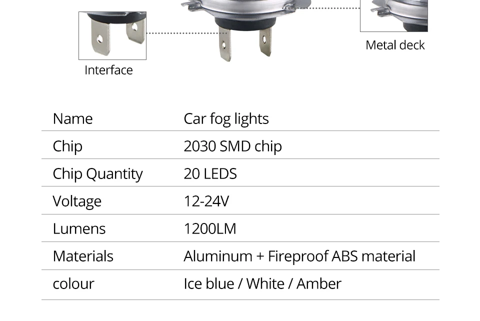 VooVoo 2Pcs Led H11 Fog Lamp Auto Driving Bulb DRL H11 Bulb Fog Lights 12V White Amber Ice Blue for Mazda 2 2014-2016 (4)