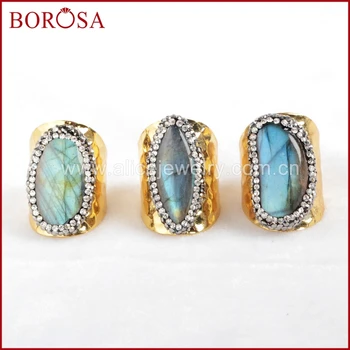 BOROSA Sparkling Freeform Natural Labradorite Druzy Rings,Gold Color Natural Stones Gems Party Ring Paved Zircons JAB129
BOROSA Sparkling Freeform Natural Labradorite Druzy Rings,Gold Color Natural Stones Gems Party Ring Paved Zircons JAB129
