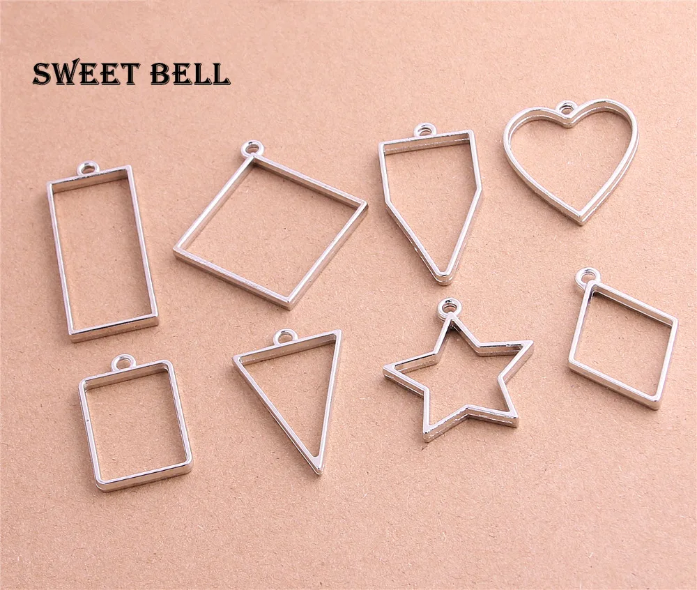 Sweet Bell 16pcs mix heart star oval rectangle triangle charm Hollow glue blank pendant tray bezel charms DIY Handmade H3014
Sweet Bell 16pcs mix heart star oval rectangle triangle charm Hollow glue blank pendant tray bezel charms DIY Handmade H3014
