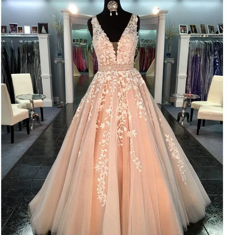 Peach V-neck Wedding Dresses 2019 A Line Lace Applique Long Bridal Gowns vestido de noiva Robe de mariee lakshmigown
Peach V-neck Wedding Dresses 2019 A Line Lace Applique Long Bridal Gowns vestido de noiva Robe de mariee lakshmigown
