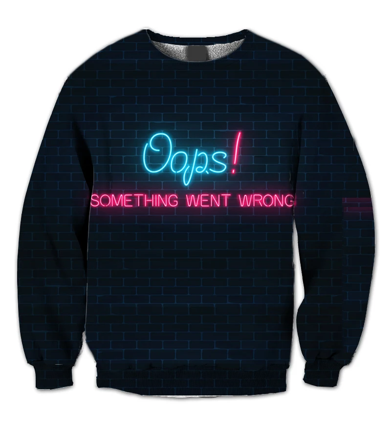 REAL American US SIZE Oops Something went wrong 3D Sublimation Print Plus size Crewneck Sweatshirt 3XL 4xl 5xl 6xl
REAL American US SIZE Oops Something went wrong 3D Sublimation Print Plus size Crewneck Sweatshirt 3XL 4xl 5xl 6xl