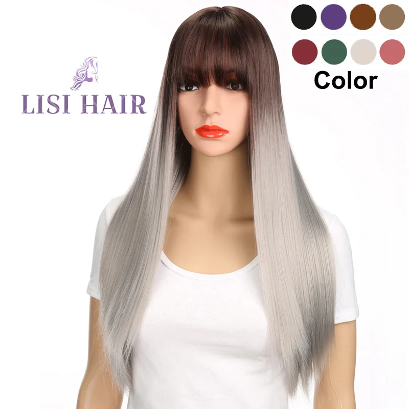 LISI HAIR Long 26" Bangs Straight Hair Wig Synthetic Wigs For Woman High Temperature Fiber Brown Ombre Gray Black Purple White
LISI HAIR Long 26" Bangs Straight Hair Wig Synthetic Wigs For Woman High Temperature Fiber Brown Ombre Gray Black Purple White