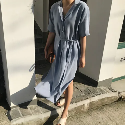 Casual Beach Dress 2019 Summer Korean Style Fashion Elegant Loose Short Sleeve Single Breasted Maxi Long Shirt Dresses for Women
Casual Beach Dress 2019 Summer Korean Style Fashion Elegant Loose Short Sleeve Single Breasted Maxi Long Shirt Dresses for Women