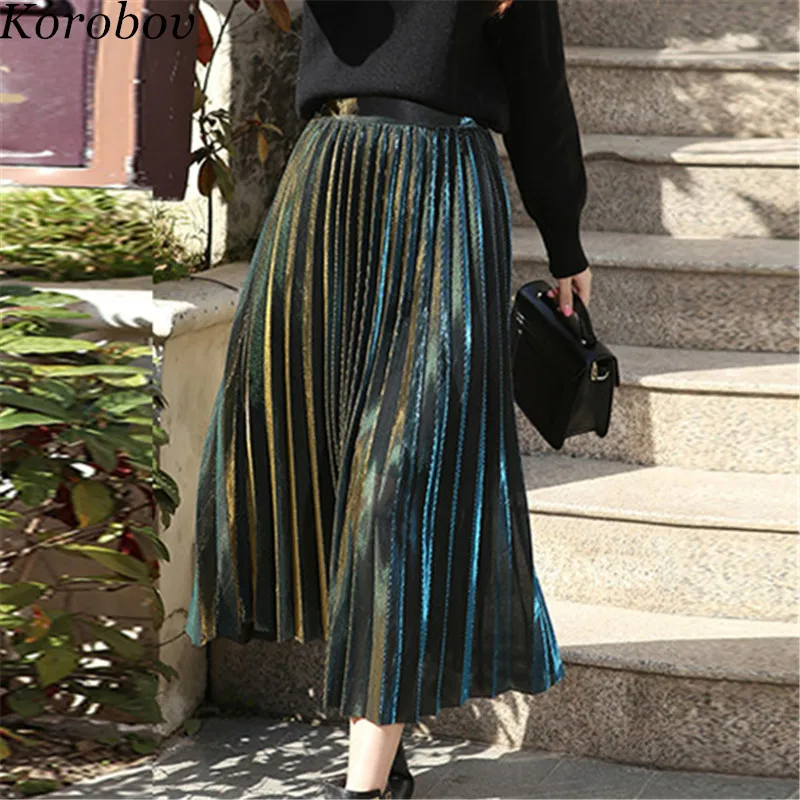 Korobov New Arrival A-Line Pleated High Waist Women Skirt Spring Summer Shiny Vintage Preppy Style Female Skirts 76873
Korobov New Arrival A-Line Pleated High Waist Women Skirt Spring Summer Shiny Vintage Preppy Style Female Skirts 76873