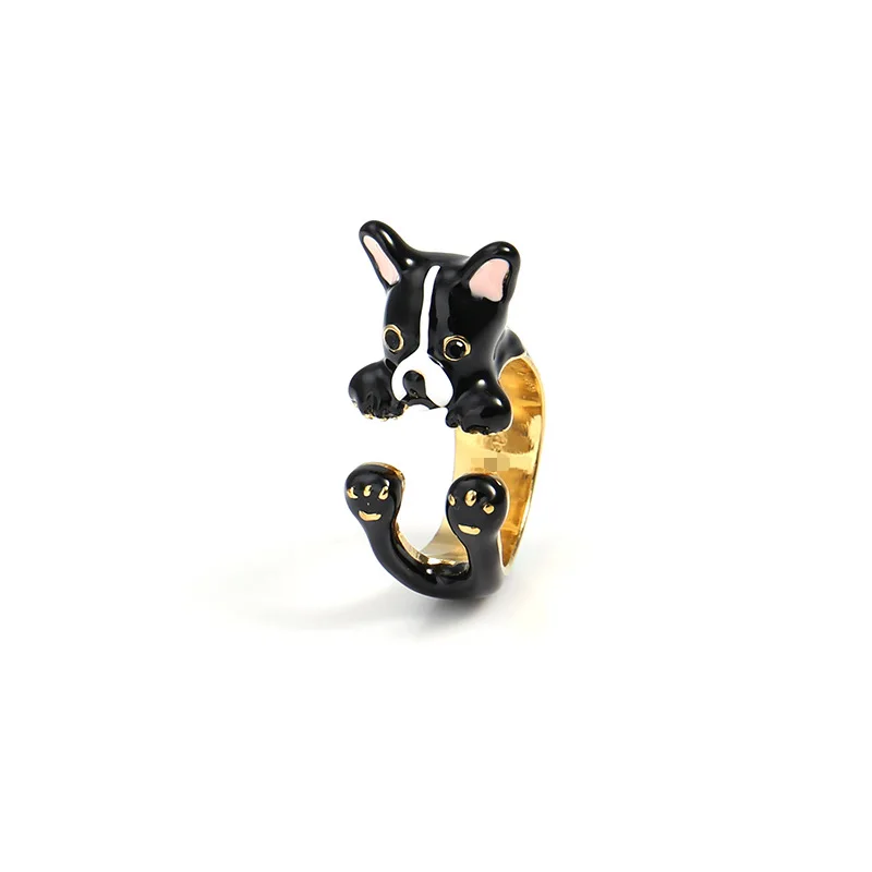 Фото Медные кольца и ожерелье с эмалированным покрытием собакой | Украшения