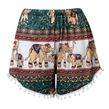 Womens Summer Ethnic Colored Elephant Print Shorts Pompom Tassels Hem Beach High Waist Wide Leg Casual Boardshorts
Womens Summer Ethnic Colored Elephant Print Shorts Pompom Tassels Hem Beach High Waist Wide Leg Casual Boardshorts