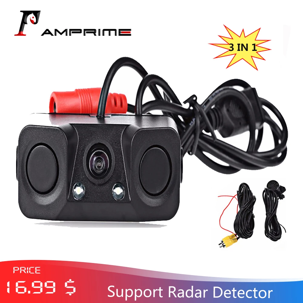 AMPrime 3 IN 1 Waterproof Video Parking System Car Rear View Camera with 2 Radar Detector Sensors Alarm Indicator Anti Car
AMPrime 3 IN 1 Waterproof Video Parking System Car Rear View Camera with 2 Radar Detector Sensors Alarm Indicator Anti Car