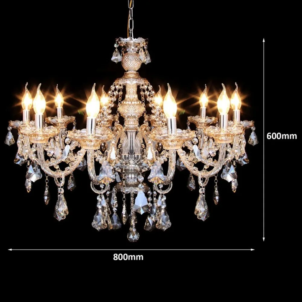 110v Elegant Modern Crystal 10 Heads Pendant Lighting Fixture Home
