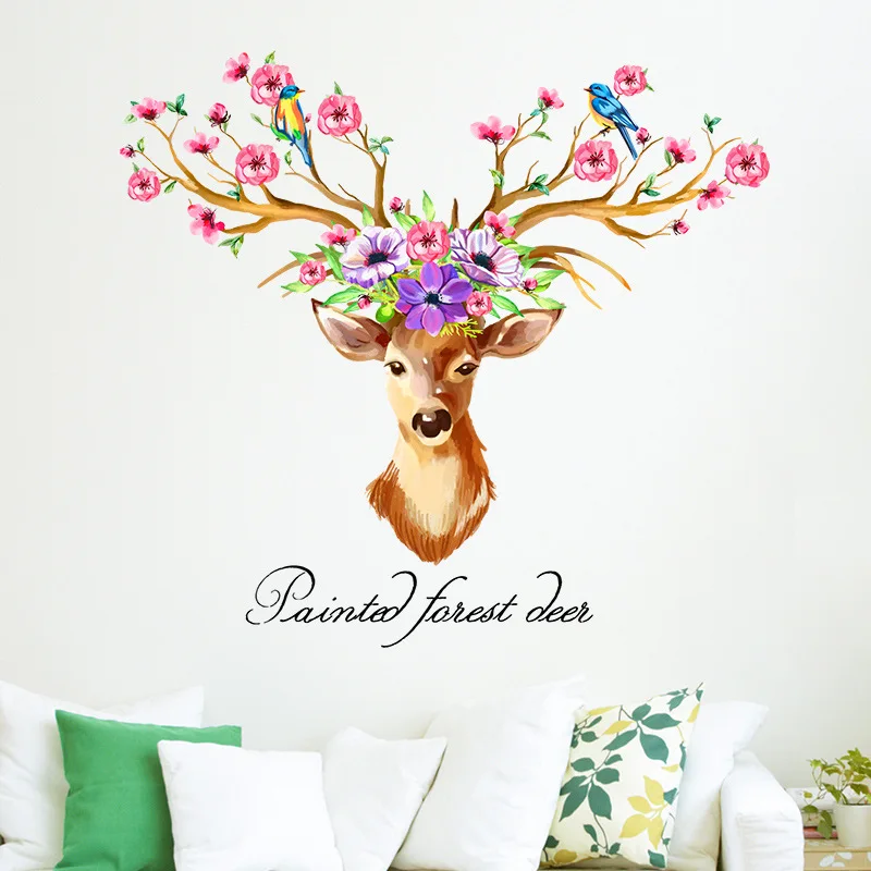 DIY Sika Deer Head Flowers Wall stickers For Living Room Art Vinyl Wall Decals For Kids Baby Home Decor Adesivo De Parede
DIY Sika Deer Head Flowers Wall stickers For Living Room Art Vinyl Wall Decals For Kids Baby Home Decor Adesivo De Parede