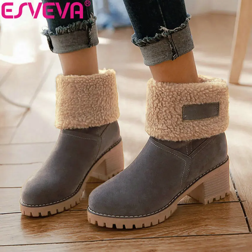 ESVEVA 2019 Woman Boots Platform Western Style Snow Boots Square High Heels Slip on Round Toe Boots Women Ankle Boots 34-39
ESVEVA 2019 Woman Boots Platform Western Style Snow Boots Square High Heels Slip on Round Toe Boots Women Ankle Boots 34-39