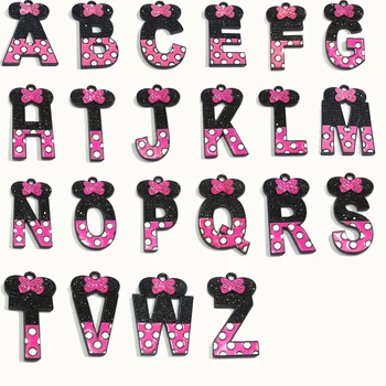 ( Choose Letter Frist ) 36MM*22MM 10pcs/lot Letter Black Plated Hotpink & White Dots Enamel Half Rhinestone Pendants DIY Making
( Choose Letter Frist ) 36MM*22MM 10pcs/lot Letter Black Plated Hotpink & White Dots Enamel Half Rhinestone Pendants DIY Making