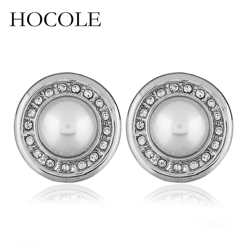 HOCOLE Simple Alloy Simulated Pearl Round Stud Earrings Brincos Rhinestone Ear Studs Earrings For Girls Women boucle d'oreille
HOCOLE Simple Alloy Simulated Pearl Round Stud Earrings Brincos Rhinestone Ear Studs Earrings For Girls Women boucle d'oreille