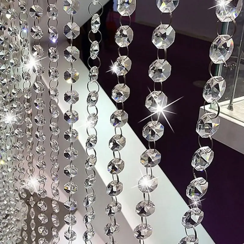 CHANDELIER CRYSTALS DROPLETS GLASS DROPS 14mm VINTAGE WEDDING BEADS 1m GARLAND