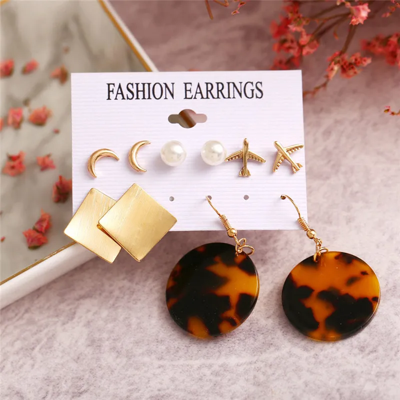Vintage Round Acrylic Leopard Earrings Pearl Gold Color Moon Plane Geometry Big Stud Earrings Set Resin Ear Jewelry brincos
Vintage Round Acrylic Leopard Earrings Pearl Gold Color Moon Plane Geometry Big Stud Earrings Set Resin Ear Jewelry brincos