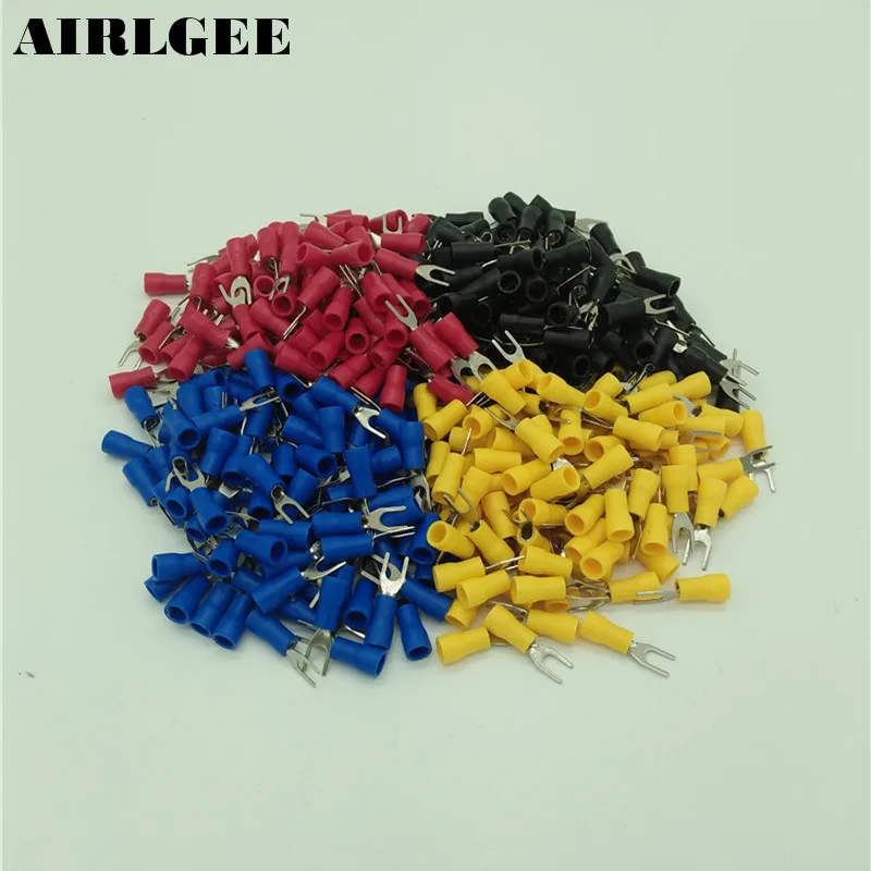 400 Pcs Pre Insulated Fork Shaped Terminal SV1.25-3 AWG22-16 19A Furcate Cable Wire Connector Crimp Terminal
400 Pcs Pre Insulated Fork Shaped Terminal SV1.25-3 AWG22-16 19A Furcate Cable Wire Connector Crimp Terminal