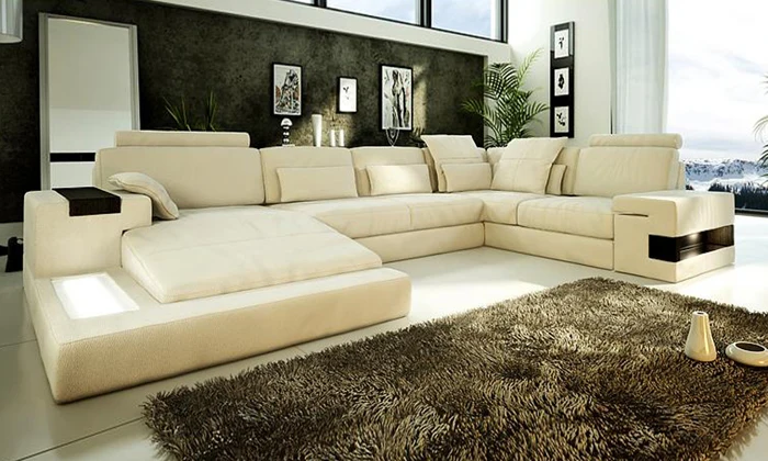 Image 2013 New  Euro Design Moden living room furniture made with top grain cattle leather large size Corner Sofa LC9107