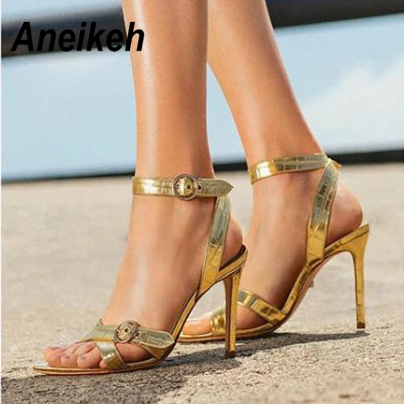 Aneikeh Golden PU Roman Buckle Strap Shoes Women Sandals Sexy Gladiator Peep Toe Sandals High Heels Party Dress Pumps Size 35-40
Aneikeh Golden PU Roman Buckle Strap Shoes Women Sandals Sexy Gladiator Peep Toe Sandals High Heels Party Dress Pumps Size 35-40