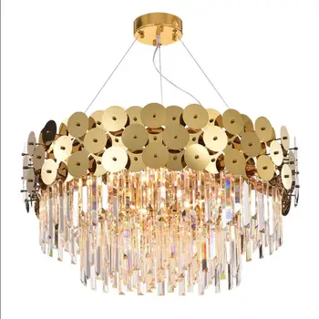 Modern Crystal Lamp Chandelier For Living Room Luxury Gold Round Stainless Steel Chain Chandeliers Lighting
Modern Crystal Lamp Chandelier For Living Room Luxury Gold Round Stainless Steel Chain Chandeliers Lighting