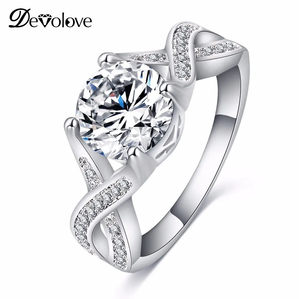 DEVOLOVE роскошные серебряные украшения Цвет кольцо Обручение Bague Роковой Винтаж
