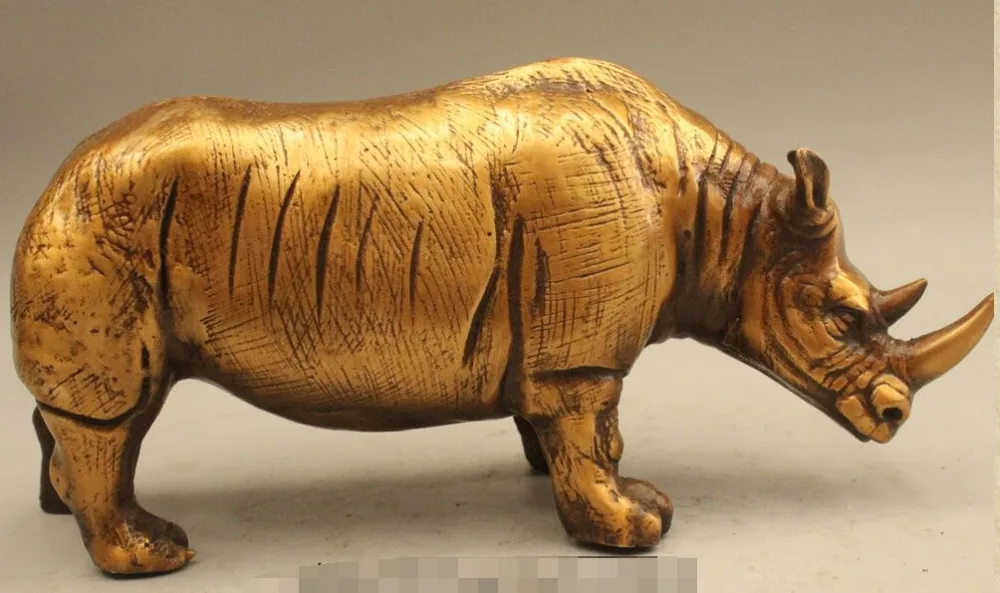 

Details about 8" Chinese Folk Feng Shui Copper Rhinoceros Musso Rhino Beast Statue Sculpture R0715