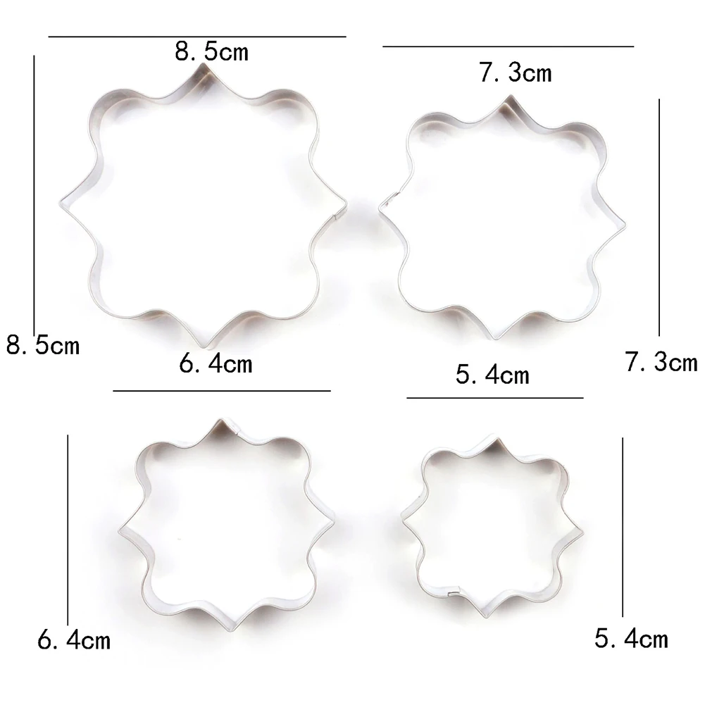4pcs Set Cookie Cutter DIY Mold Mould Tools Stainless Steel Frame Fondant Kitchen QP2
4pcs Set Cookie Cutter DIY Mold Mould Tools Stainless Steel Frame Fondant Kitchen QP2