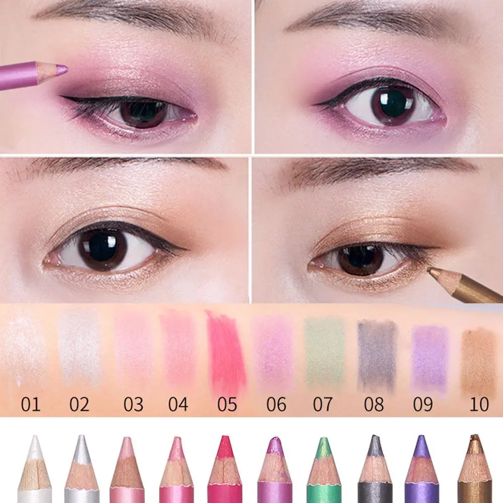 

1 Pc 10 Colors Double-headed Pearlescent Eye Shadow Pencil High-light Lying Silkworm Pen Brightening Waterproof Eye Liner Pencil