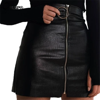 CWLSP High Waist PU Faux Leather Skirts Spring Winter Womens 2018 Popular Front Zipper Ring Mini Skirts Black Short Saia QZ1926 
CWLSP High Waist PU Faux Leather Skirts Spring Winter Womens 2018 Popular Front Zipper Ring Mini Skirts Black Short Saia QZ1926
