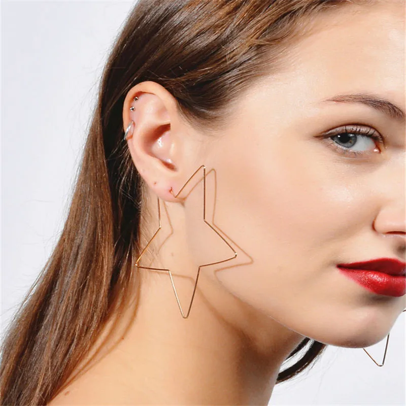 Simple Metal Alloy Gold Color Pentagram Stud Earring Hyperbole Geometry Five-Pointed Star Earring For Women Jewelry e0386
Simple Metal Alloy Gold Color Pentagram Stud Earring Hyperbole Geometry Five-Pointed Star Earring For Women Jewelry e0386