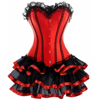 Waist Trainer Corset Dress Plus Size Women Sexy Burlesque Overbust Corset With Mini TuTu Skirt Fancy Dress Costume S-6XL
Waist Trainer Corset Dress Plus Size Women Sexy Burlesque Overbust Corset With Mini TuTu Skirt Fancy Dress Costume S-6XL