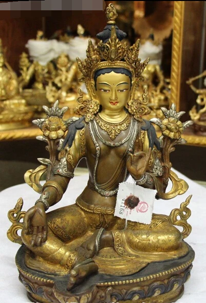 xd 003427 12" Rare Bronze Gold Gilt Silver Green Tara Goddess Buddha On Lotus Nepal Statue
xd 003427 12" Rare Bronze Gold Gilt Silver Green Tara Goddess Buddha On Lotus Nepal Statue