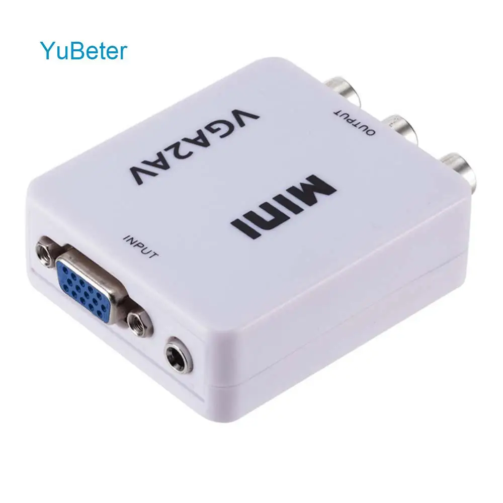 YuBeter VGA to AV Converter VGA AV Connector AV CVBS RCA Adapter For Webcam DVR Monitoring Projector VCD DVD TV Box 1080p 60Hz
YuBeter VGA to AV Converter VGA AV Connector AV CVBS RCA Adapter For Webcam DVR Monitoring Projector VCD DVD TV Box 1080p 60Hz