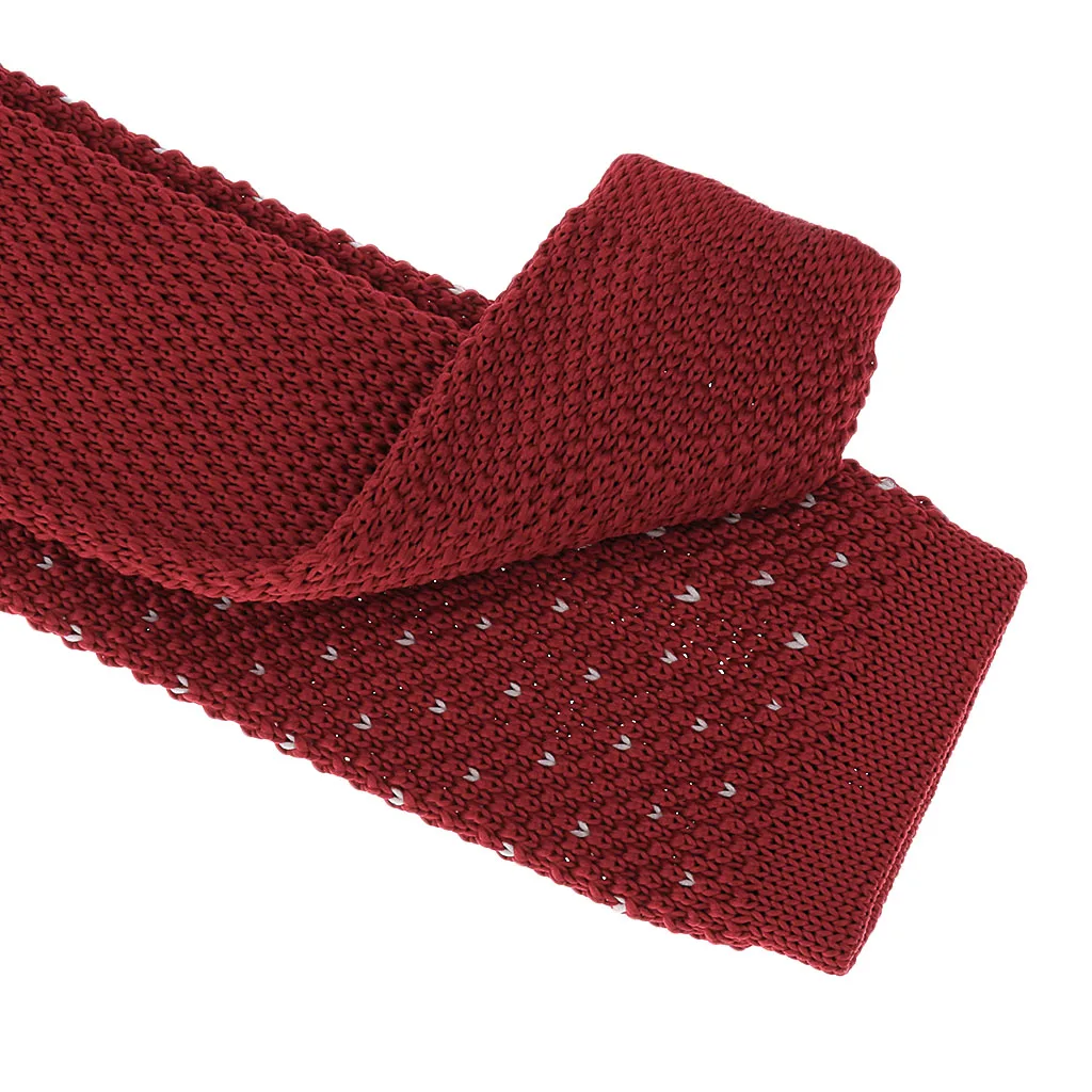 Pack of 2 Pieces Retro Men Wool Knitted Flat Woven Tie Red Blue Wedding Party Necktie