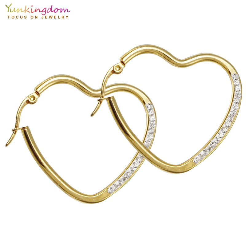Yunkingdom love heart stainless steel gold color circle hoop earrings for women cz hoop-earrings crystal hoops K2165
Yunkingdom love heart stainless steel gold color circle hoop earrings for women cz hoop-earrings crystal hoops K2165