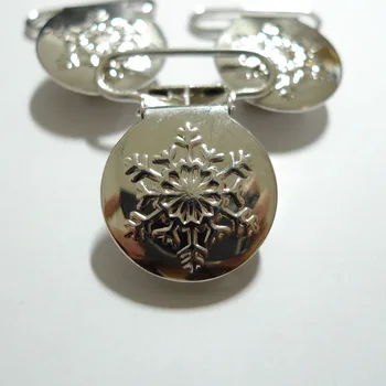 25PCS SILVER SNOW FLAKE Pacifier Clips