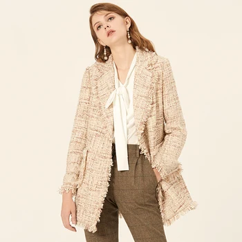 Tweed jacket shiny sequin fabric double-breasted 2020 spring / autumn women's jacket loose ladies tassel large size woolen coat
Tweed jacket shiny sequin fabric double-breasted 2020 spring / autumn women's jacket loose ladies tassel large size woolen coat