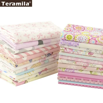 

Teramila Cotton Fabric 25 Designs Pink Series Quilting Charm Packs Fat Quarter Meter DIY For Bedding Clothing Dress Home Textile