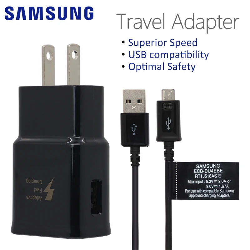 SAMSUNG Original Fast Wall Charger US EU Plug for Galaxy S6 S7 edge Note 4 5 Adaptive Fast Charge 9V 1.67A USB Micro Cable 1.5m
SAMSUNG Original Fast Wall Charger US EU Plug for Galaxy S6 S7 edge Note 4 5 Adaptive Fast Charge 9V 1.67A USB Micro Cable 1.5m