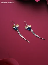 Warme Farben svarosvki Queda Brincos para As Mulheres 925 Brinco de Prata de Cristal de Cadeia Longa Brincos Senhora de Jóias Presentes de Aniversário(China)