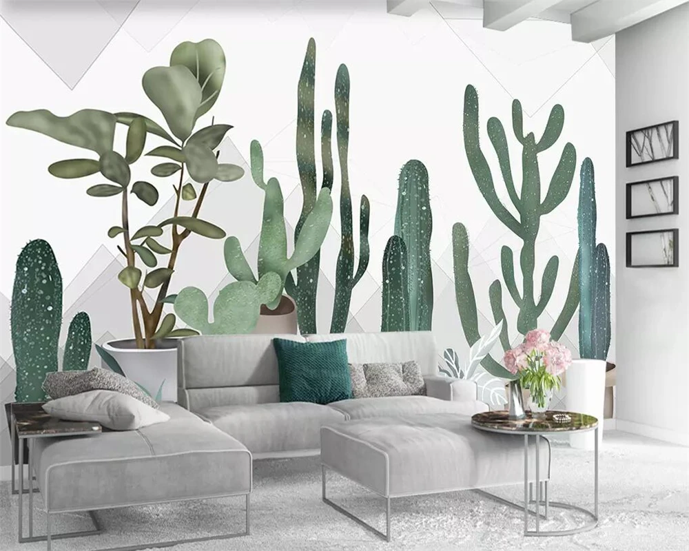 Beibehang wallpaper Nordic small fresh hand-painted cactus geometric living room TV background wall decoration 3d wallpaper
Beibehang wallpaper Nordic small fresh hand-painted cactus geometric living room TV background wall decoration 3d wallpaper