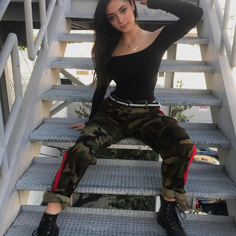 NCLAGEN 2018 New Women Green Camouflage Print Trousers Regular Fit Cargo Pants Spring Autumn Side Red Stripe Casual Pant
NCLAGEN 2018 New Women Green Camouflage Print Trousers Regular Fit Cargo Pants Spring Autumn Side Red Stripe Casual Pant
