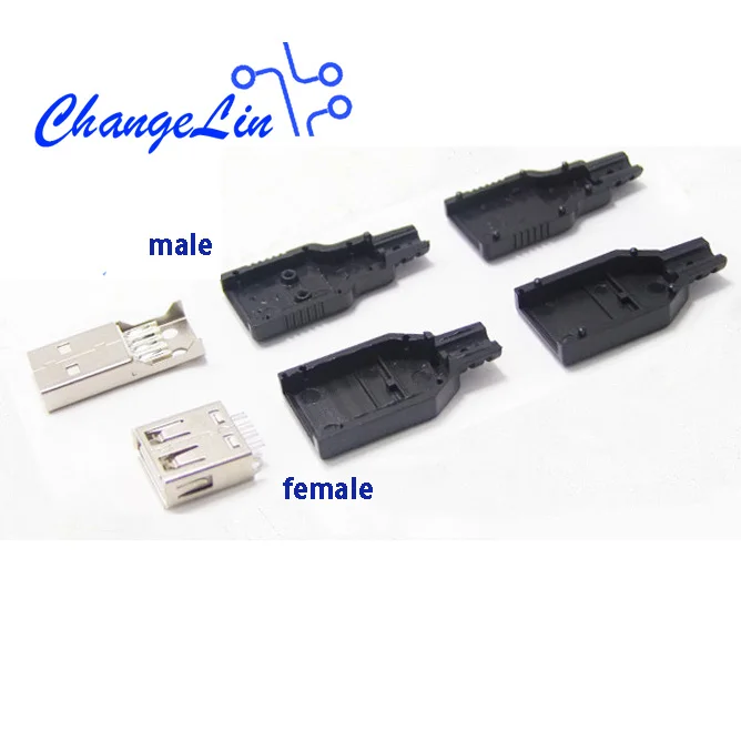 5 шт. DIY USB штекер в Тип мужской/Гнездовой разъем 4 Пина адаптер Пластик для обмена