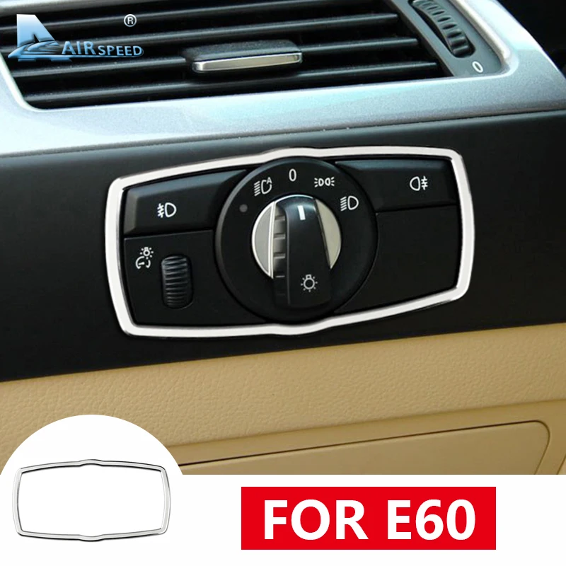 Airspeed for BMW E60 M5 Interior Trim for BMW E60 Accessories 2006-2010 for BMW E60 Stickers Car Headlight Switch Frame Sticker