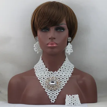 Elegant White Nigeria Wedding african beads jewelry set Handmade Fashion Crystal necklace bracelet earrings Free shipping HX979
Elegant White Nigeria Wedding african beads jewelry set Handmade Fashion Crystal necklace bracelet earrings Free shipping HX979