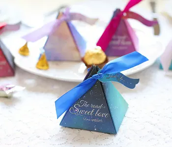 50pcs Creative Triangular Pyramid Blue Starry Sky / Galaxy Wedding Favors Candy Boxes Bridal Shower Paper Box Party Gifts Box
50pcs Creative Triangular Pyramid Blue Starry Sky / Galaxy Wedding Favors Candy Boxes Bridal Shower Paper Box Party Gifts Box