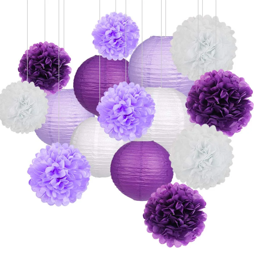 15Pcs/Set Purple/White Party Pack Paper Lanterns and Pom Pom Balls Hanging Decoration for Wedding Birthday Baby Shower
15Pcs/Set Purple/White Party Pack Paper Lanterns and Pom Pom Balls Hanging Decoration for Wedding Birthday Baby Shower