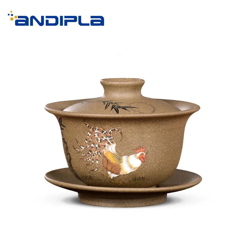 180 мл Yixing Высококачественная чайная чаша Gaiwan с крышкой блюдце естественная