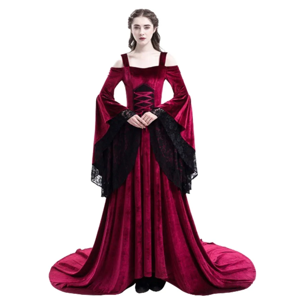 Фото Платье средневековой эпохи Возрождения кружевное платье без бретелек костюмы