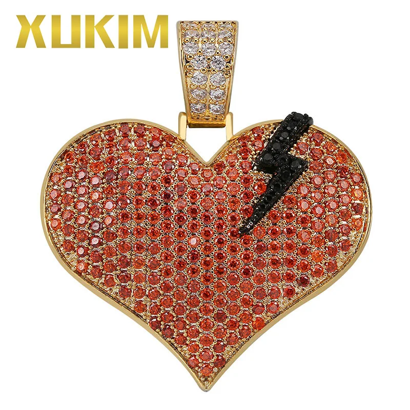 Xukim Jewelry AAA Cubic Zirconia Full Iced Out Punk Black Lightning Red Break Heart Pendant Mens Women Hip Hop Jewelry Gift
Xukim Jewelry AAA Cubic Zirconia Full Iced Out Punk Black Lightning Red Break Heart Pendant Mens Women Hip Hop Jewelry Gift